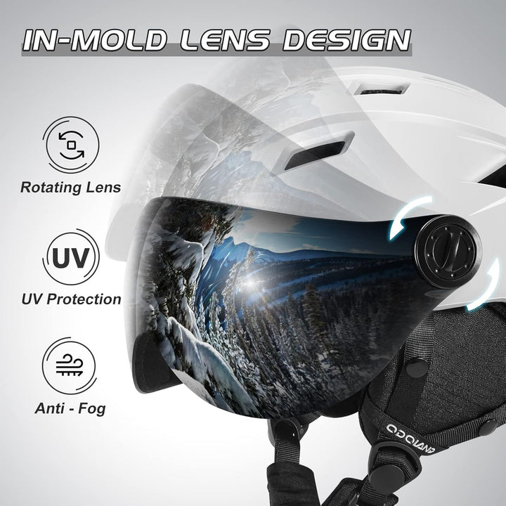 Odoland Erwachsene Skihelm Skihelm mit Visier, Leichter Race-Helm mit Helmvisier für Männer und Frau