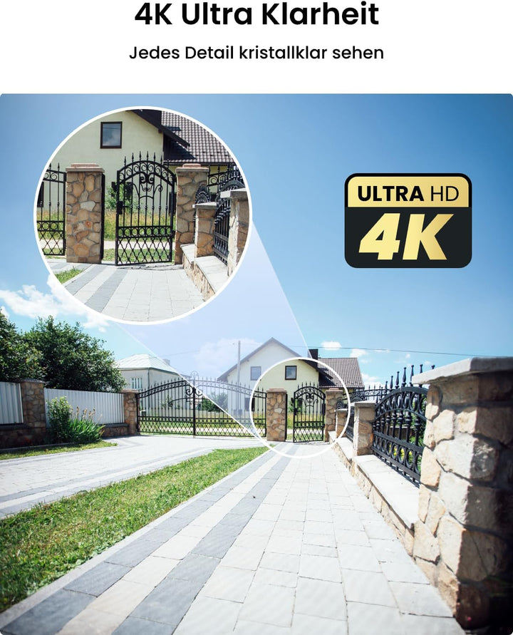 Reolink 4K Smarte PoE Überwachungskamera Aussen mit Personen-/Fahrzeug-/Tiererkennung, 8MP IP Kamera