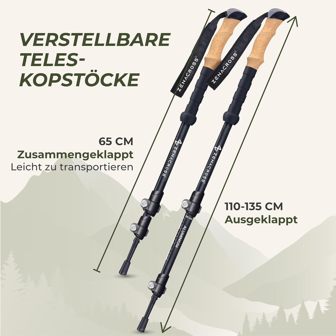 Wanderstöcke Teleskop - Nordic Walking Stöcke Damen/Herren Ultraleichte - Trekkingstöcke Einstellbar