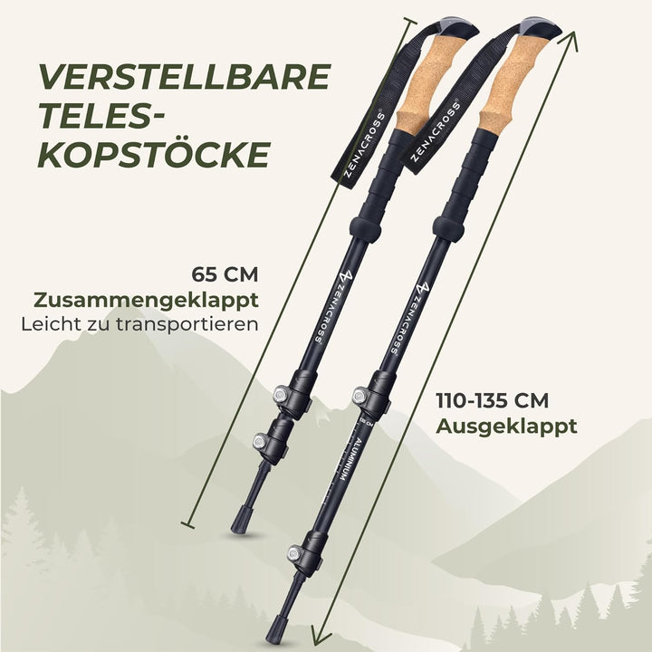 Wanderstöcke Teleskop - Nordic Walking Stöcke Damen/Herren Ultraleichte - Trekkingstöcke Einstellbar