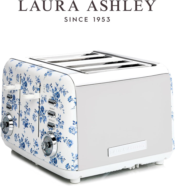 VQ Laura Ashley 4-Scheiben-Toaster Mit Einstellbaren Heiz-, Auftau- Und Aufwärmmodi - Edelstahl Vint