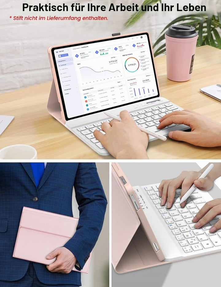 Tastatur Hülle für Xiaomi Redmi Pad SE 8.7 Zoll 2024, QWERTZ Layout Deutscher, Hülle Tastatur mit Ma