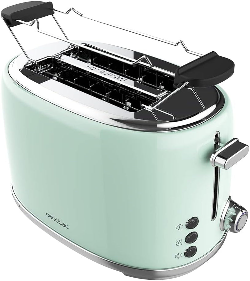 Cecotec Toaster 2 Scheiben Toast&Taste 1000 Retro Double Green, 980 W, 2 Schlitze breit 3,8 cm und k