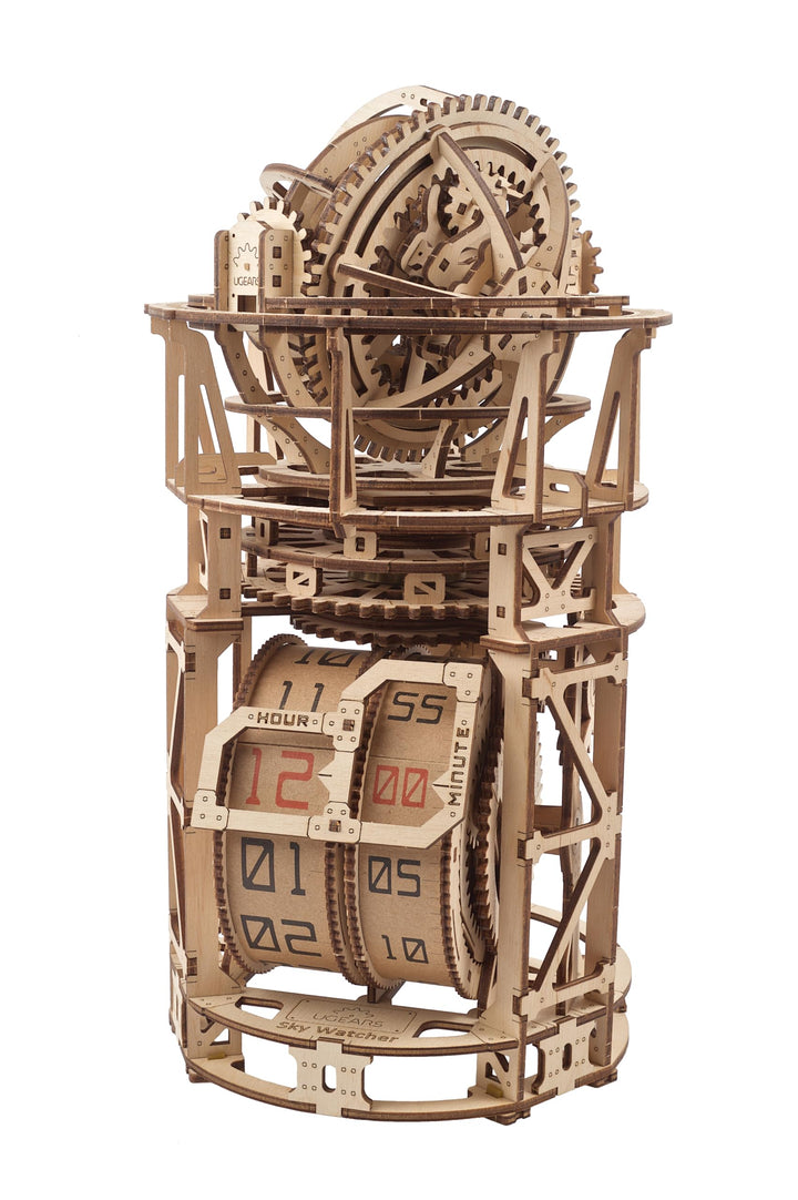 UGEARS Sky Watcher Schreibtischuhr – Vatertagsgeschenk, astronomische Tischuhr, Holzmodellbausätze f