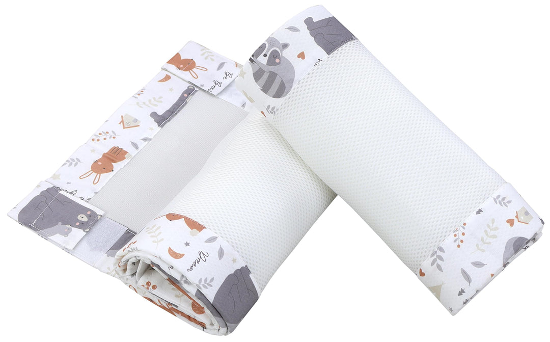 TupTam Gitterstäbe Schutz Netz Babybett Nestchen 3D Mesh 2er Pack, Farbe: Wilde Tiere, Grösse: ca. 1
