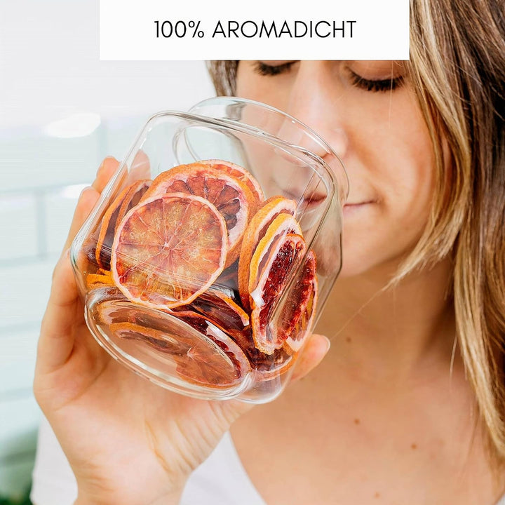 Econovo® Vorratsgläser mit Deckel eckig 600ml (3-teilig) Vorratsdosen mit Deckel aus Glas, stapelbar