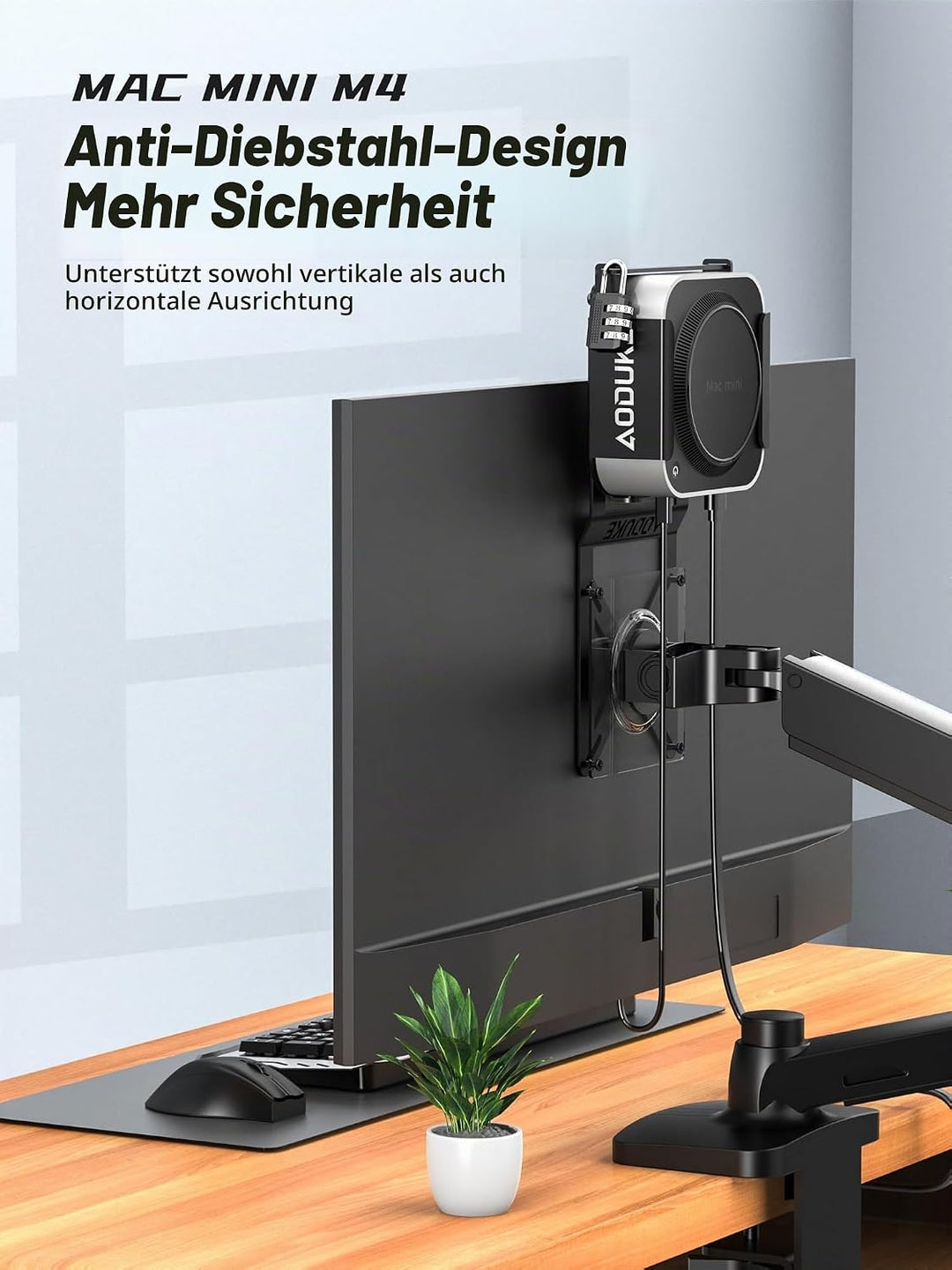 with Combination Security Lock 2024 Mac mini M4 VESA Computer Monitor Mount Bracket for Anti-Theft S
