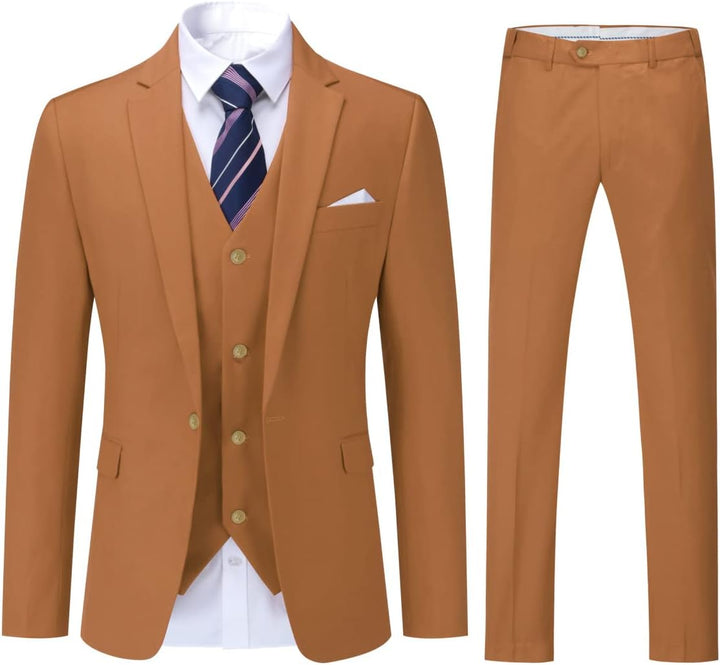 YOUTHUP Herren 3 Teilig Anzug Slim Fit Formell Anzüge 1 Knopf Herrenanzug für Business Hochzeit XS B