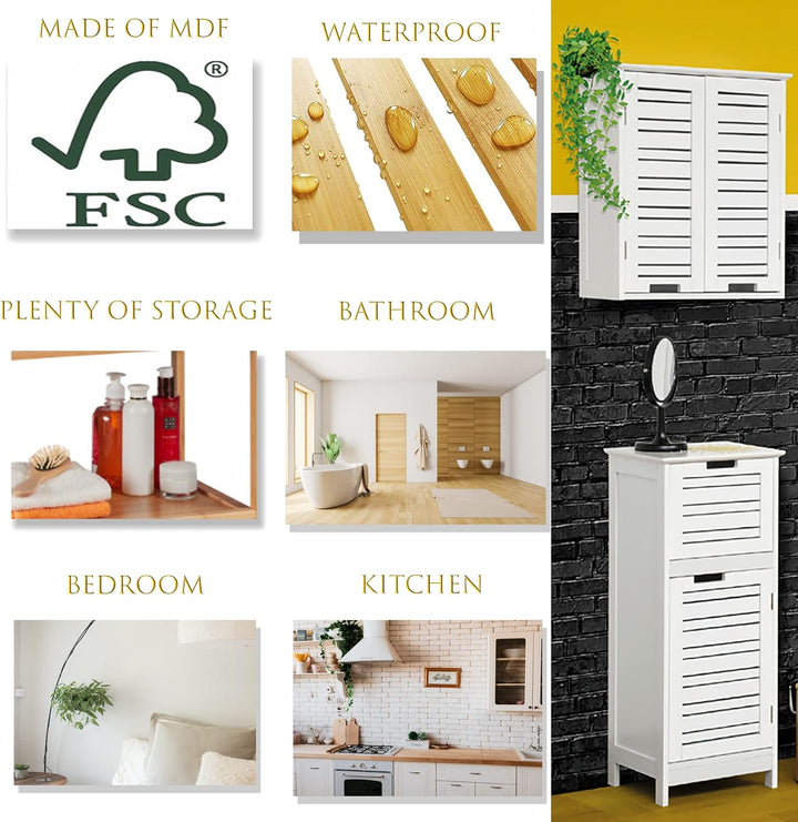 Tendance Bathroom Wall Cabinet - 2 Doors - White