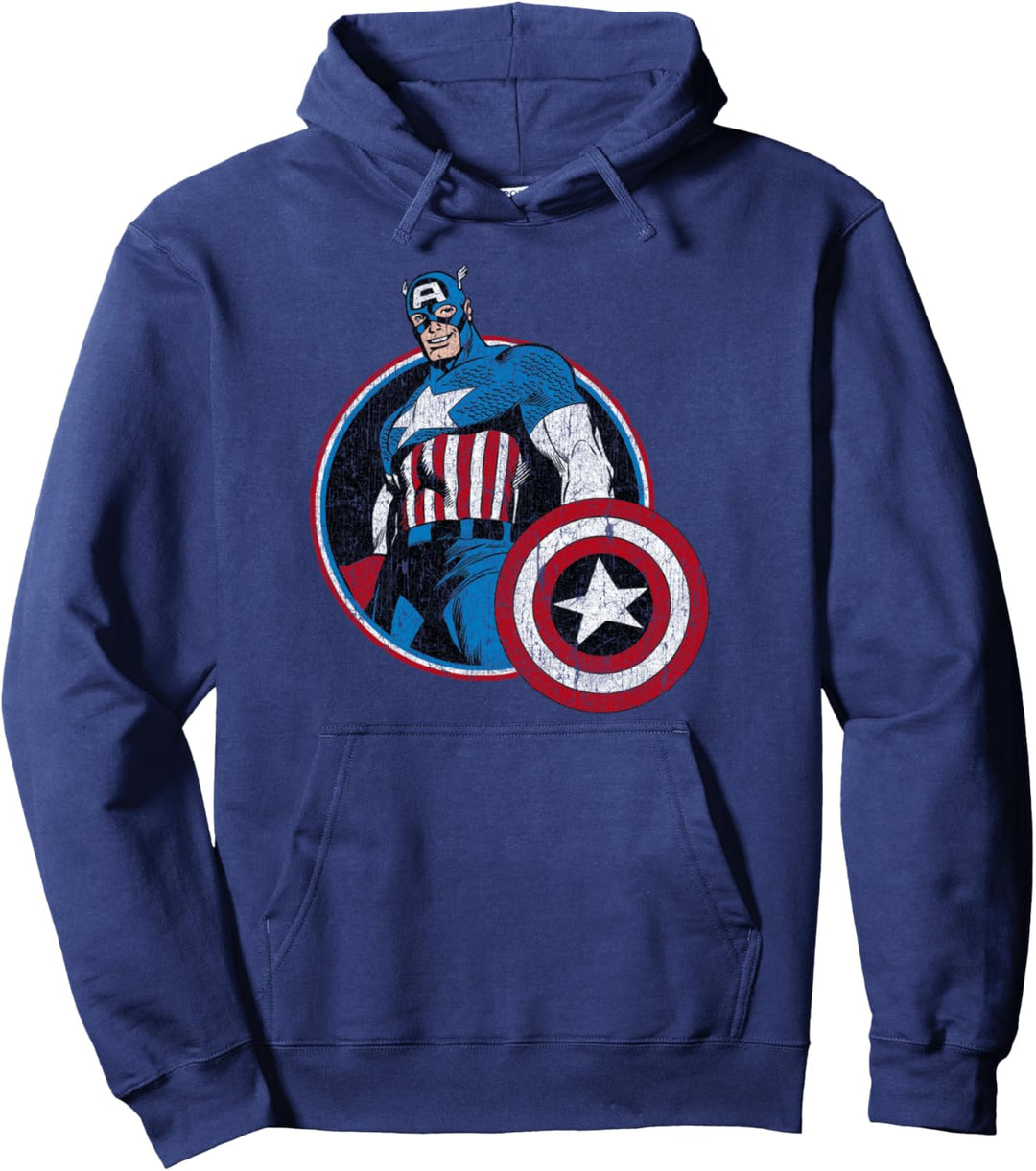 Marvel Captain America Looking Down Circle Portrait Pullover Hoodie