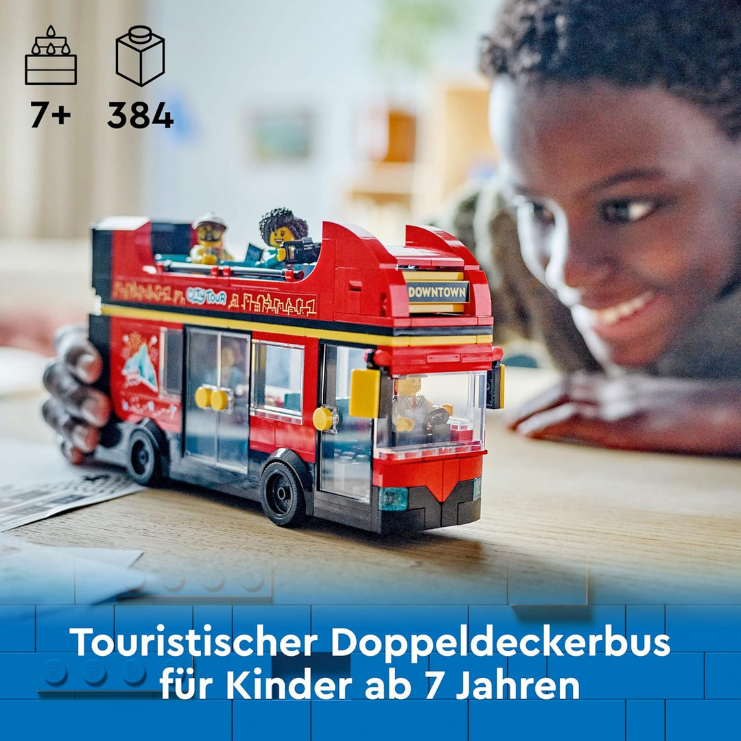 LEGO City Doppeldeckerbus, Doppeldecker Spielzeug-Bus, Fahrzeug-Spielset für Mädchen und Jungen ab 7
