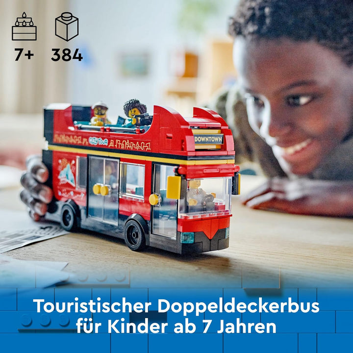 LEGO City Doppeldeckerbus, Doppeldecker Spielzeug-Bus, Fahrzeug-Spielset für Mädchen und Jungen ab 7