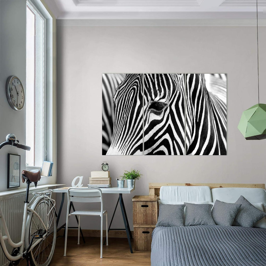 Runa Art Wandbilder Afrika Zebra Bild XXL Wohnzimmer Schlafzimmer Schwarz Weiss Tiere 120 x 80 cm 3