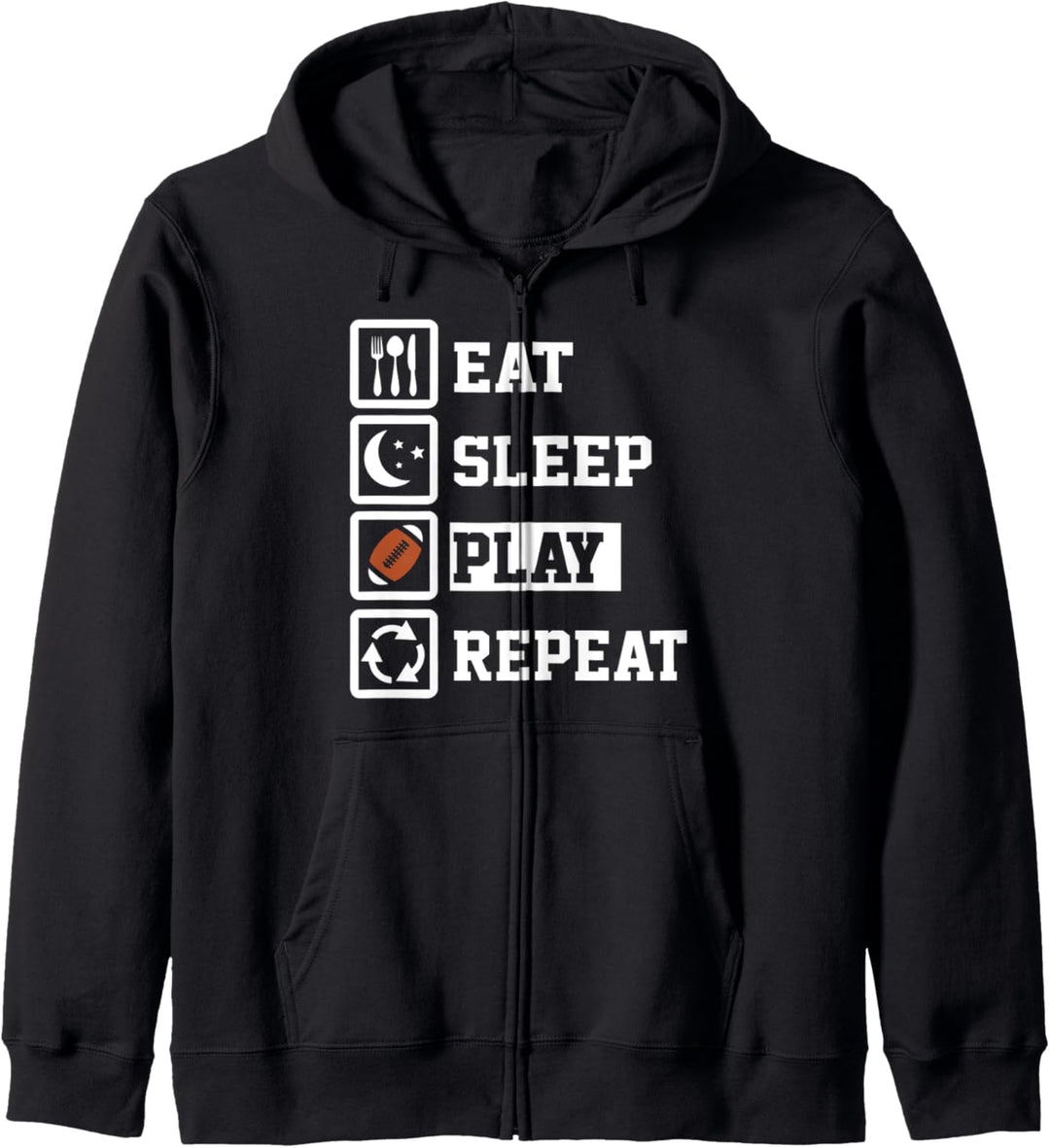 Eat Sleep Rugby Repeat Funny Rugby Kapuzenjacke