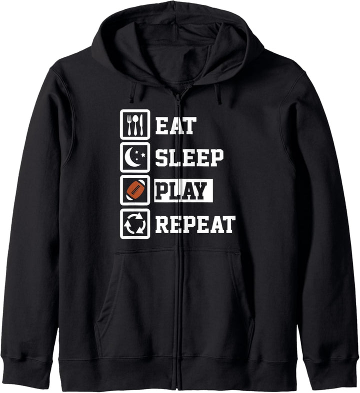Eat Sleep Rugby Repeat Funny Rugby Kapuzenjacke