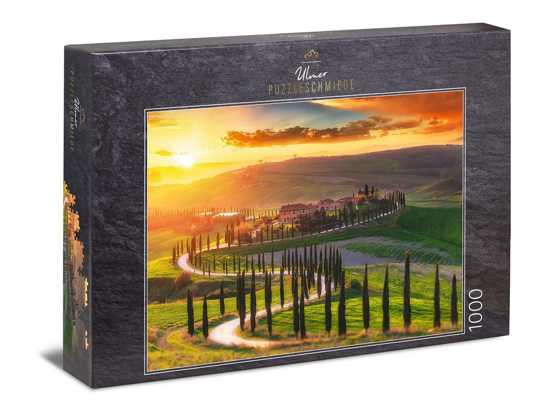 Ulmer Puzzleschmiede - Puzzle „Toskana“ - Klassisches 1000 Teile Italien-Puzzle - Puzzlemotiv der ma