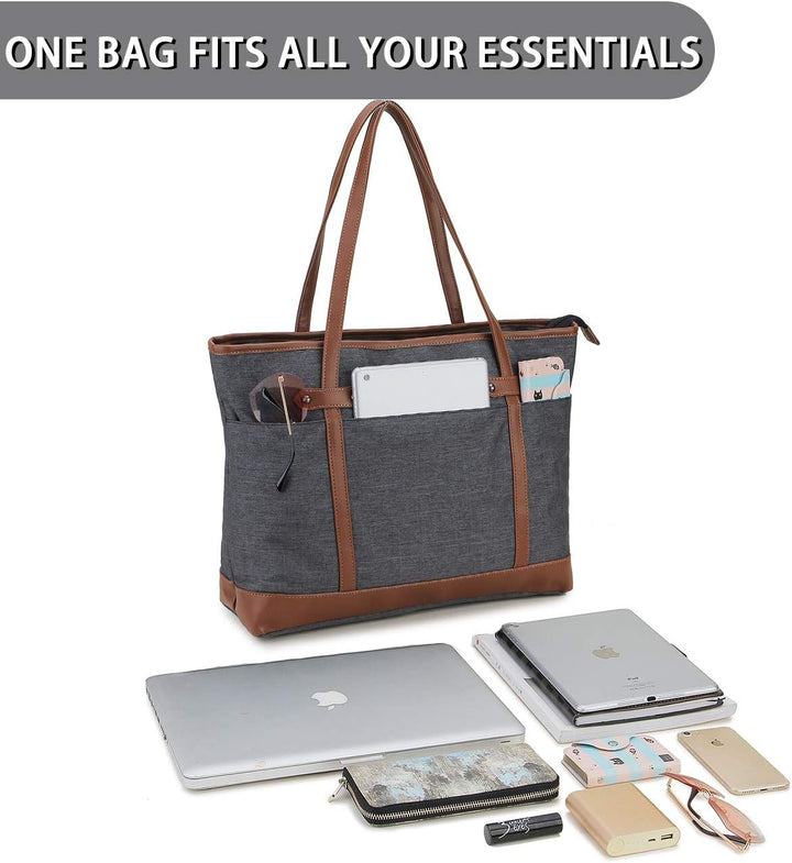 RAVUO Laptoptasche Damen, Wasserdichte Handtasche Elegant Lehrertasche Gross Aktentasche 15.6 zoll L