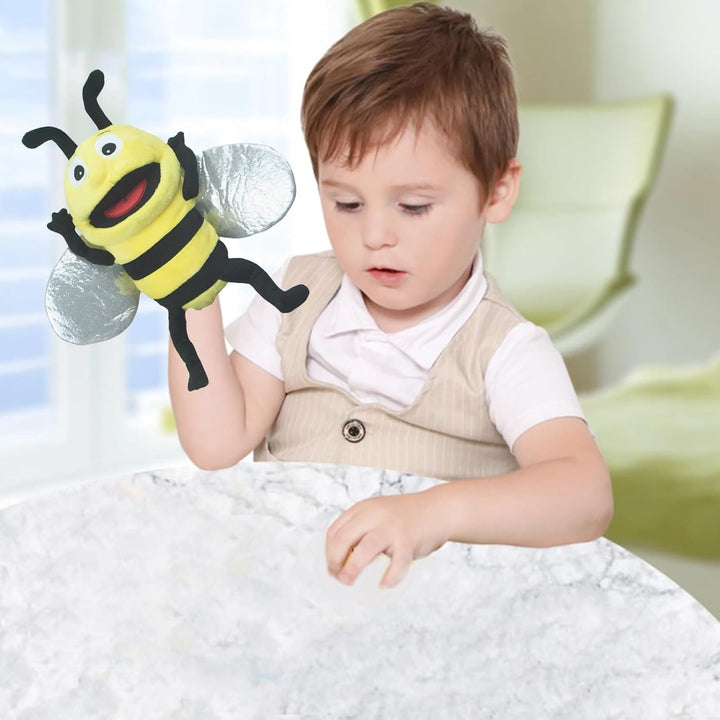lilizzhoumax Handpuppe Biene Kuscheltier Tier Biene Handpuppe aus Plüsch Kawaii Niedliches Rollenspi