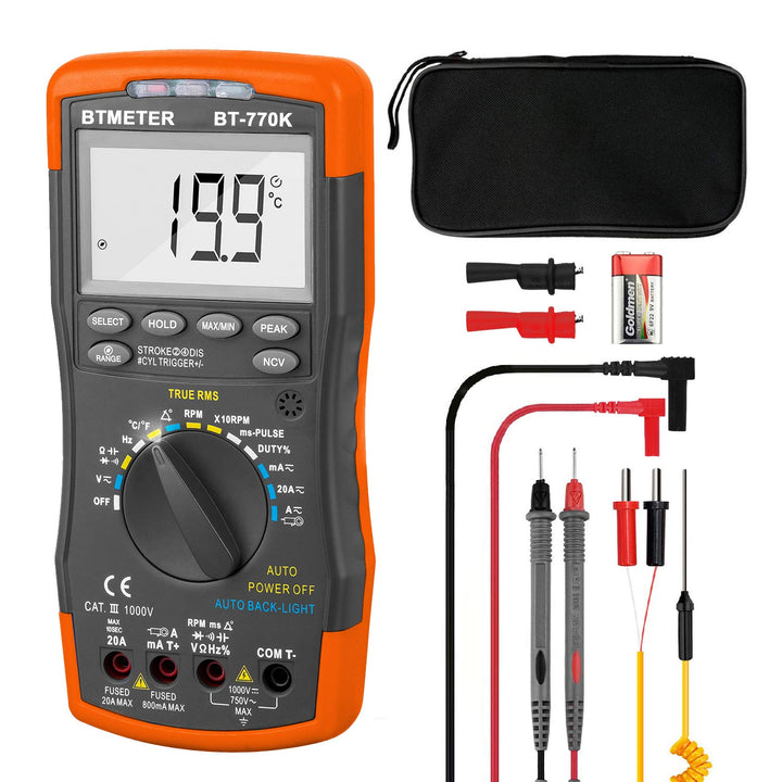 BTMETER BT-770K Kfz-AC/DC-Dwell-Multimeter mit induktivem Drehzahlaufnehmer und AC/DC-Stromzangenada