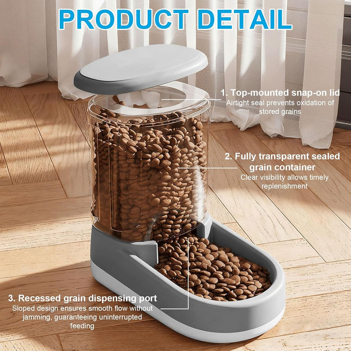 Wasserspender Futterspender für Katze und Hund 2×3,8 L Automatischer Futterspender, Katzenfutterspen