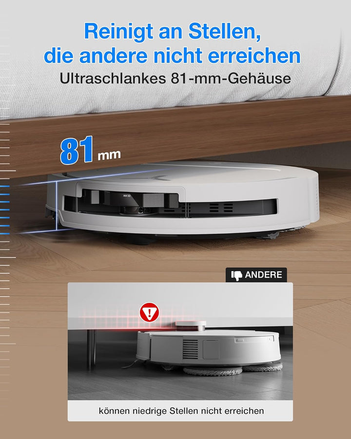 ECOVACS DEEBOT T50 Omni Gen3 Saugroboter mit Wischfunktion, 25.000 Pa, ZeroTangle 3.0, AIVI 3D 2.0,