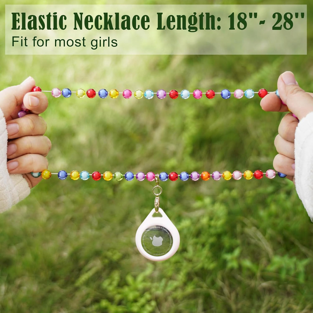 XEEWEN 2 Stück für Airtag-Halskettenhalter für Kinder, niedliches Kawaii-Perlen-Halskettenetui für M
