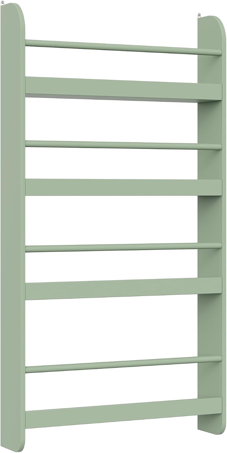 FOREHILL Bücherregal Kinder, Wandregal mit 4 Ablagen, Kinderregal für Bücher Spielzeug, Hängeregal D