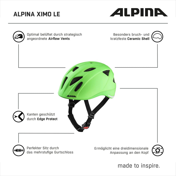 ALPINA XIMO L.E. - Leichter, Sicherer & Bruchfester Fahrradhelm Mit Optionalen LED-Licht Für Kinder