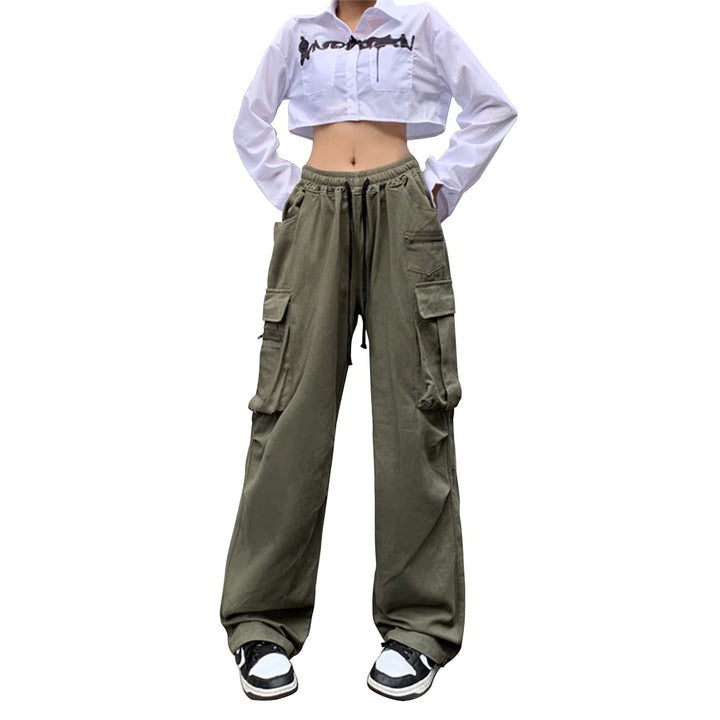 Linsennia Cargohose Damen Baggy Y2k Cargo Parachute Pants Weite Teenager Mädchen High Waist Streetwe
