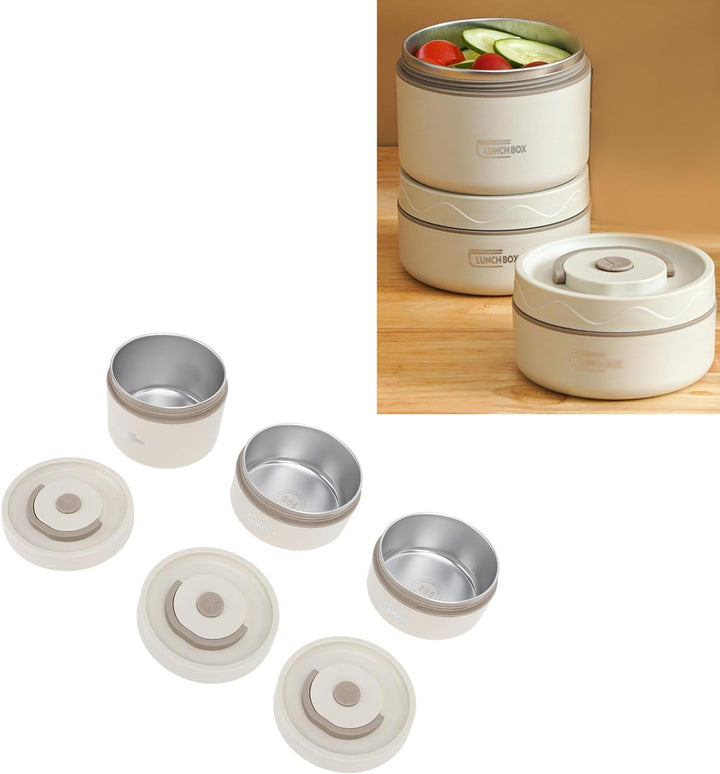 TOPINCN Isolierter Lunchbehälter aus Edelstahl 304 mit Thermobeutel, Versiegelte Lunchbehälter für L