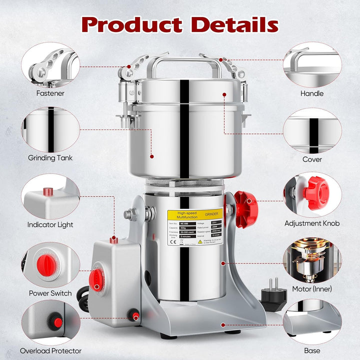 Tragbare Getreidemühle 220 V,Zum Mahlen schütteln,Hochgeschwindigkeits Schleifmaschine Mehl Pulver,D