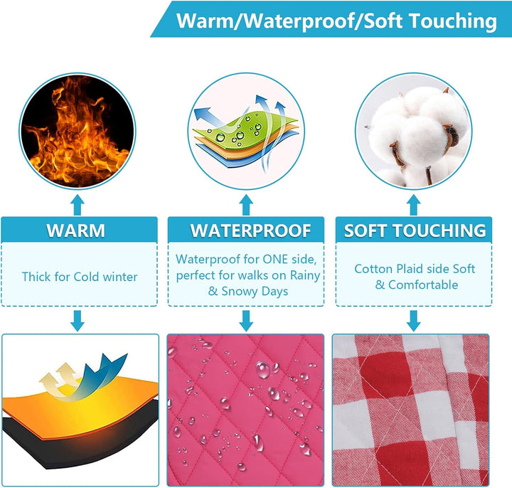 Geyecete Hundemantel Dackel, Dackel Wintermantel, Warmer Quilten Dackelmantel mit Geschirr Loch,Wind