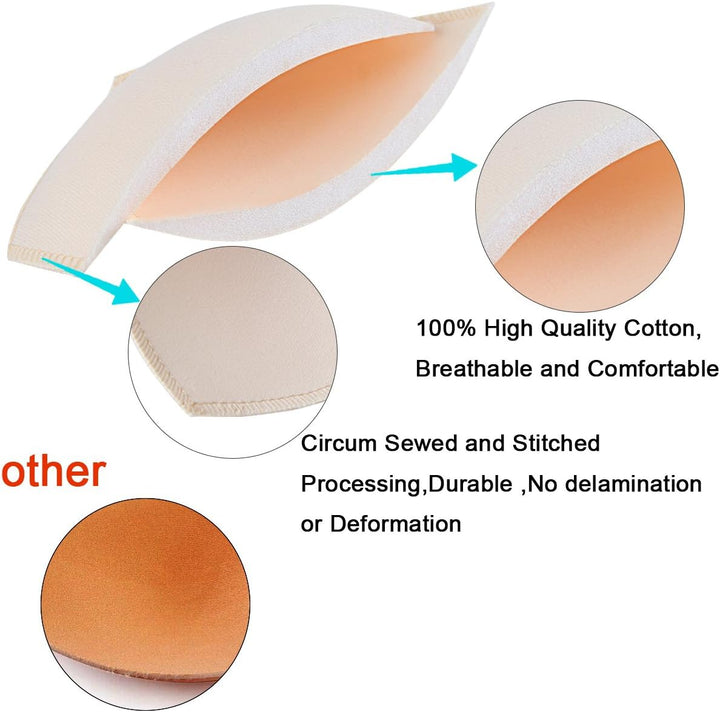 SERMICLE BH Pad Einlagen 4 Paar, BH Pads genäht gepolstert für Sport BH A/B oder C/D, D/E Cup Beige