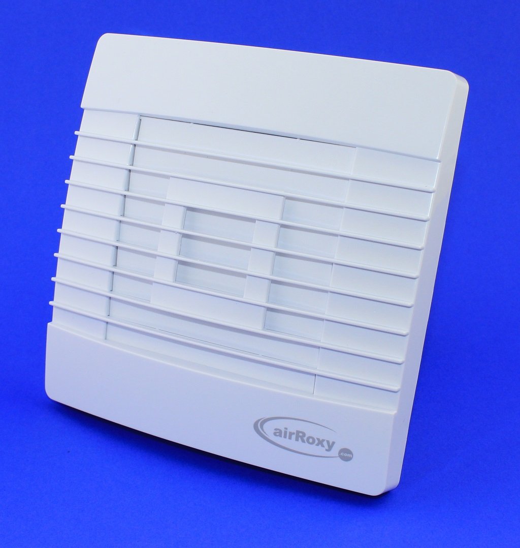 Badventilator mit Jalousie/Lamellen und Timer/Nachlauf Badlüfter Lüfter Ventilator weiss Front Ø 100