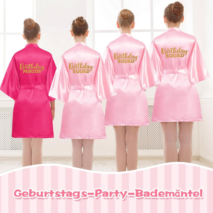24 Stück Geburtstags-Bademantel, Prinzessinnen-Bademantel für Mädchen, 6 Bademäntel, 6 Tragetaschen,