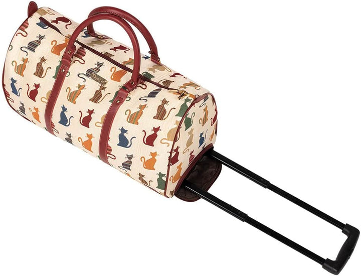 Signare Gobelin-Reisetasche Übernachtungstaschen Wochenendtasche mit Rad für Frauen mit Gartenblume