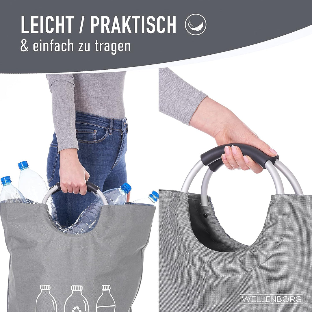 WELLENBORG® Faltbarer Pfandflaschen Sammelbehälter faltbar grau gross -Wasserdicht Flaschensammler g
