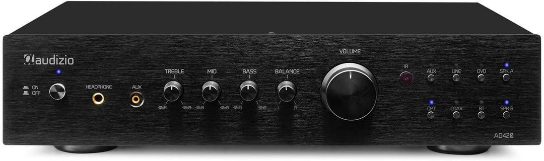 Audizio AD420B - 4 Kanal Verstärker mit Bluetooth, 4 x 100 Watt, mit Fernbedienung, 2.1 kompatibel,
