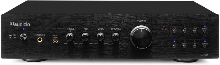 Audizio AD420B - 4 Kanal Verstärker mit Bluetooth, 4 x 100 Watt, mit Fernbedienung, 2.1 kompatibel,