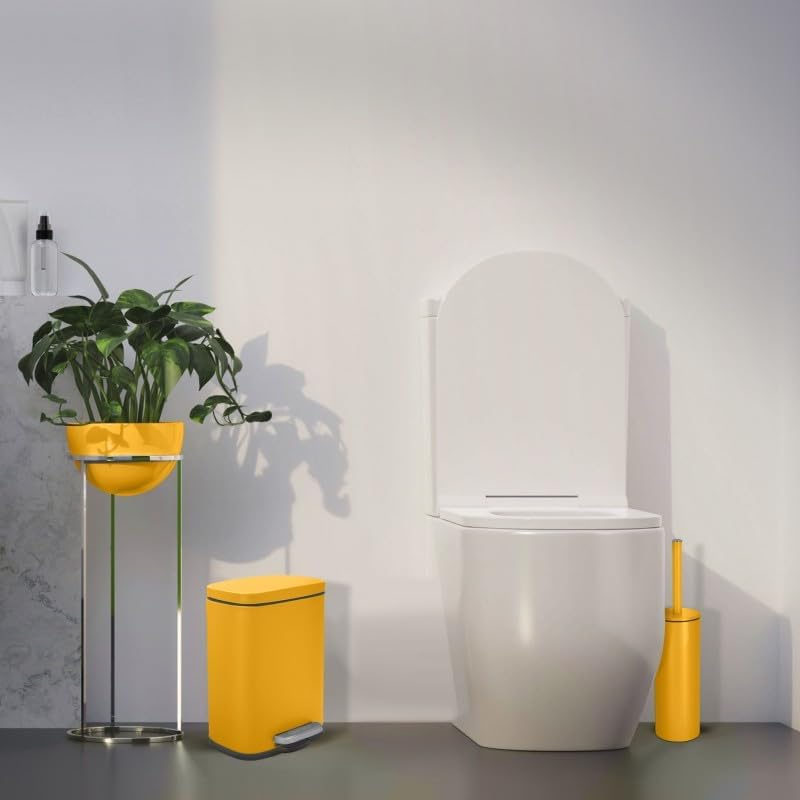 Spirella - Badezimmer Mülleimer mit Fusspedal Modell Akira - Hochwertiger Edelstahl - Leise Schliess