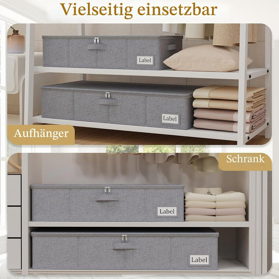 Yawinhe Faltbarer Unterbett-Aufbewahrungskorb mit Deckel, Aufbewahrungstasche Unterbettkommode mit L