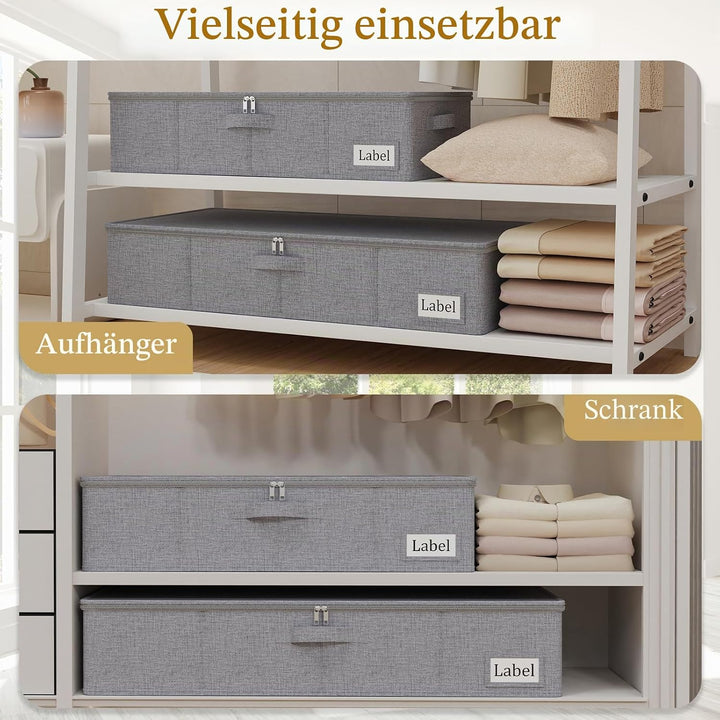 Yawinhe Faltbarer Unterbett-Aufbewahrungskorb mit Deckel, Aufbewahrungstasche Unterbettkommode mit L