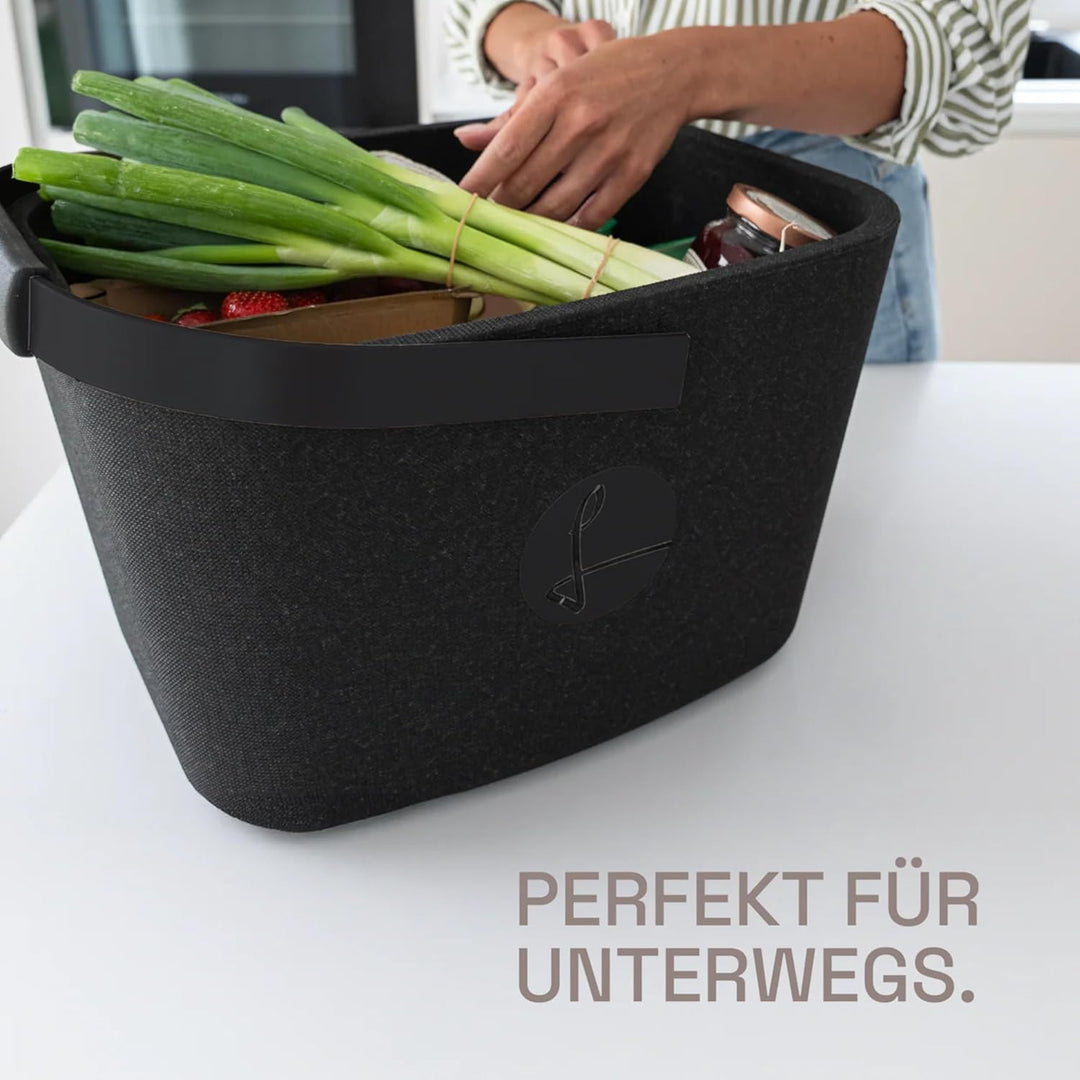 LIEBLINGSKORB Edge black schwarz - ultraleichter, kippsicherer & formstabiler Einkaufskorb - Made in