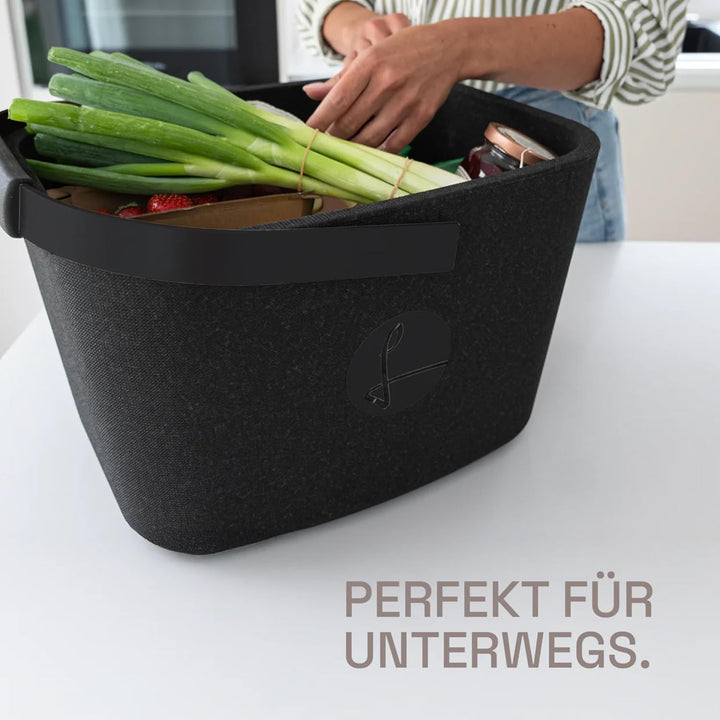 LIEBLINGSKORB Edge black schwarz - ultraleichter, kippsicherer & formstabiler Einkaufskorb - Made in