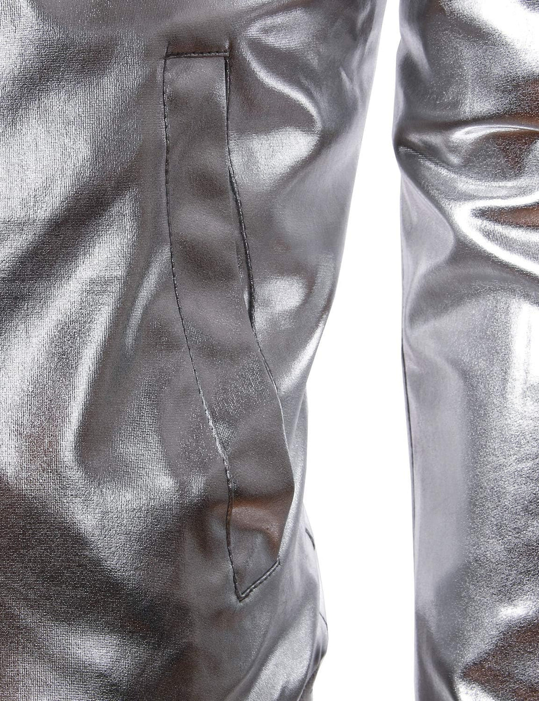 JOGAL Herren Metallic Nachtclub Reissverschluss Baseball Bomber Jacke XXL Silber, XXL Silber