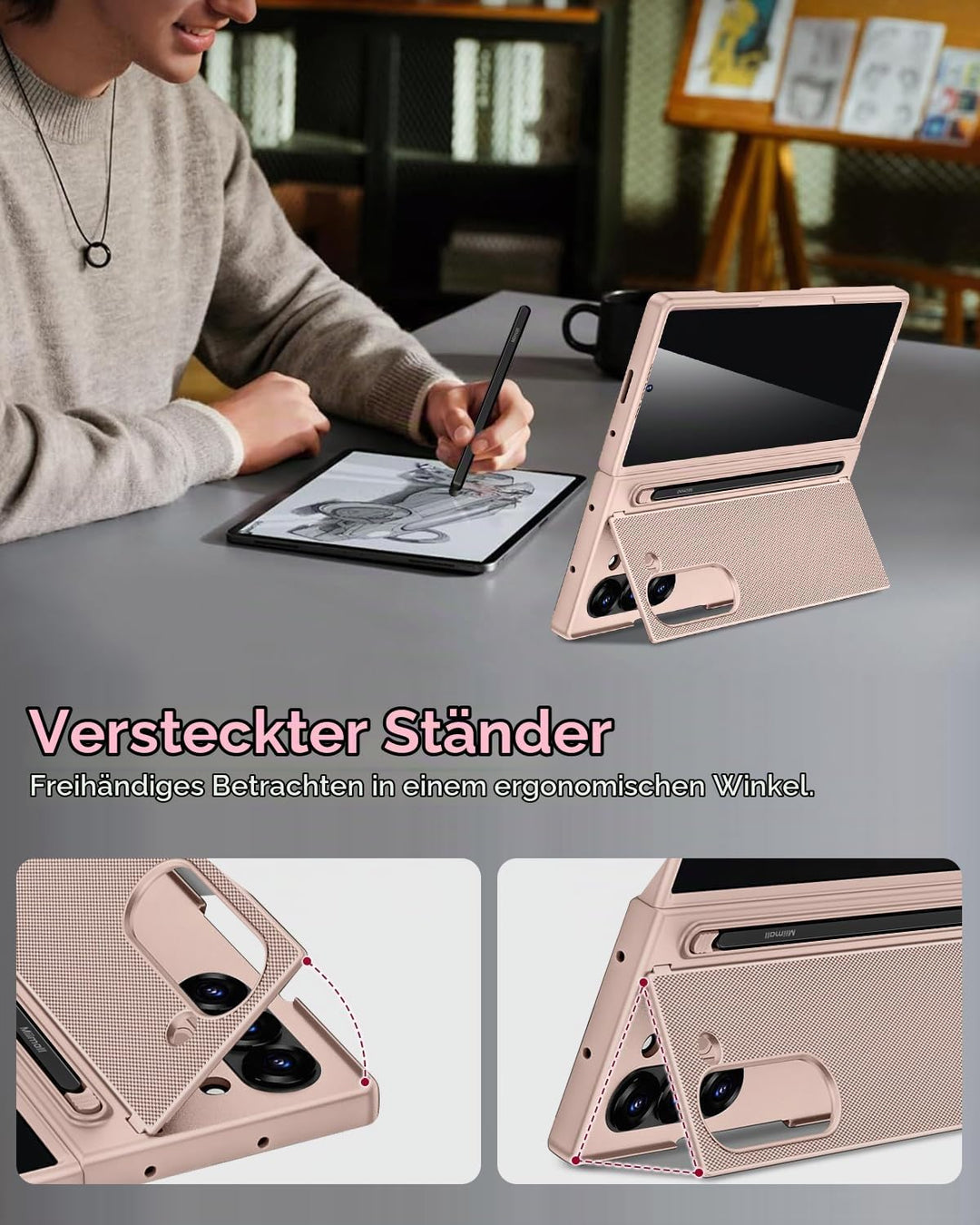Miimall Kompatibel mit Samsung Galaxy Z Fold 6 Hülle mit S-Pen Holder, [Anti-SPY Displayschutz] Ultr