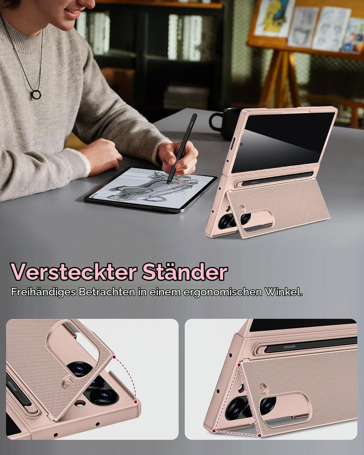 Miimall Kompatibel mit Samsung Galaxy Z Fold 6 Hülle mit S-Pen Holder, [Anti-SPY Displayschutz] Ultr