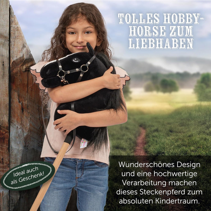 Pink Papaya Hobby Horse Abraxas, mit Halfter und Trense, Steckenpferd fürs Hobby Horsing, Pferd zum