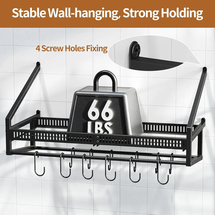 Housolution Pfannenhalter Wand, 63cm Robuster Topfdeckel Organizer Topfdeckelhalter mit 14 Verstellb