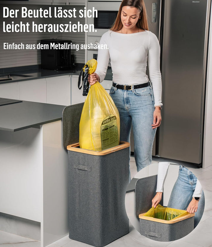 Deco haus® Gelber Sack Ständer 90L [Extra Tragetasche] - Gelber Sack Mülleimer - Stabiler Müllsackst